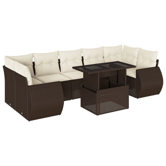 vidaXL Set Divani da Giardino 8 pz con Cuscini Marrone in Polyrattan