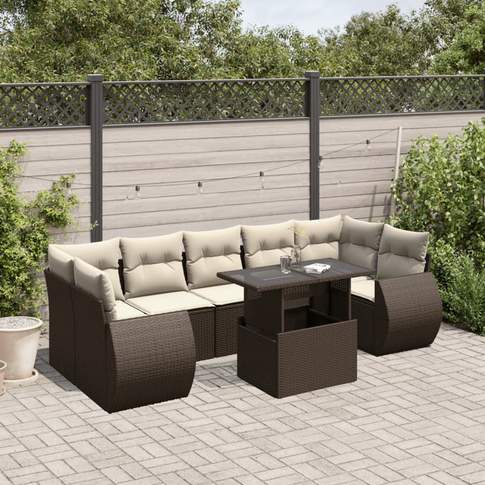 vidaXL Set Divani da Giardino 8 pz con Cuscini Marrone in Polyrattan