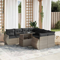 vidaXL Set Divano da Giardino 9pz con Cuscini Grigio Chiaro Polyrattan