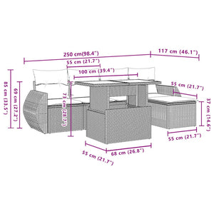 vidaXL Set Divano da Giardino 6pz con Cuscini Grigio Chiaro Polyrattan