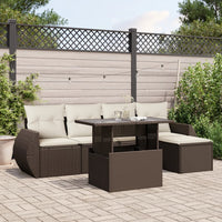 Set Divano da Giardino 6 pz con Cuscini Marrone in Polyrattan 3268503