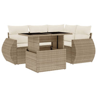 vidaXL Set Divano da Giardino 5 pz con Cuscini Beige in Polyrattan