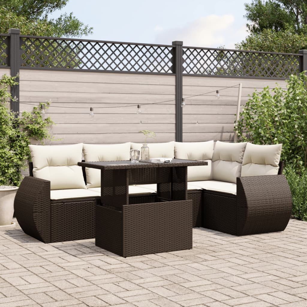 vidaXL Set Divano da Giardino 6 pz con Cuscini Marrone in Polyrattan