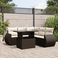 Set Divano da Giardino 6 pz con Cuscini Marrone in Polyrattan 3268533
