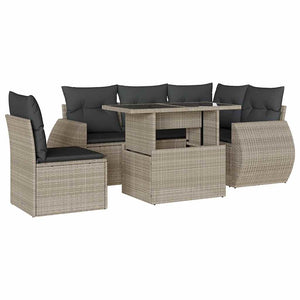 Set Divano da Giardino 6pz con Cuscini Grigio Chiaro Polyrattan 3268542