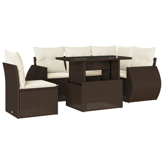 vidaXL Set Divano da Giardino 6 pz con Cuscini Marrone in Polyrattan