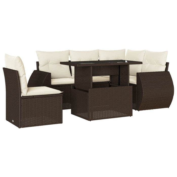 vidaXL Set Divano da Giardino 6 pz con Cuscini Marrone in Polyrattan