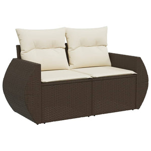 Set Divano da Giardino 6 pz con Cuscini Marrone in Polyrattan 3268543