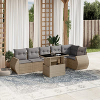 vidaXL Set Divani da Giardino 7 pz con Cuscini Beige in Polyrattan