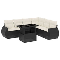 Set Divani da Giardino con Cuscini 7pz Nero Polyrattan 3268556