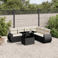 Set Divani da Giardino con Cuscini 7pz Nero Polyrattan 3268556
