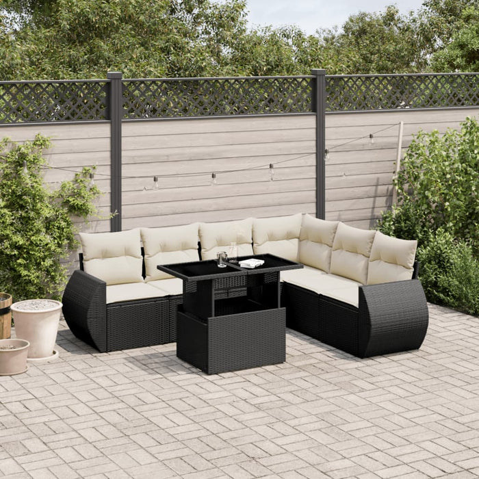 Set Divani da Giardino con Cuscini 7pz Nero Polyrattan 3268556