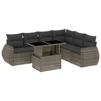 Set Divani da Giardino 7 pz con Cuscini Grigio in Polyrattan 3268560