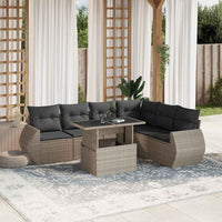 vidaXL Set Divani da Giardino 7pz con Cuscini Grigio Chiaro Polyrattan