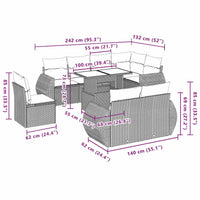 Set Divano da Giardino 9pz con Cuscini Grigio Chiaro Polyrattan 3268672