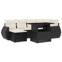 Set Divani da Giardino con Cuscini 7pz Nero Polyrattan 3268676