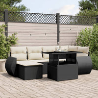 Set Divani da Giardino con Cuscini 7pz Nero Polyrattan 3268676