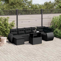 Set Divani da Giardino con Cuscini 8 pz Nero in Polyrattan