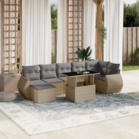 Set Divano da Giardino 8 pz con Cuscini Beige in Polyrattan