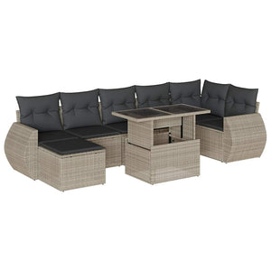 vidaXL Set Divano da Giardino 8pz con Cuscini Grigio Chiaro Polyrattan