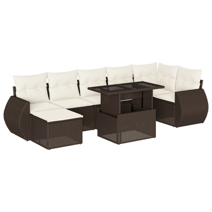 vidaXL Set Divani da Giardino 8 pz con Cuscini Marrone in Polyrattan