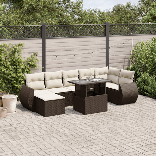 vidaXL Set Divani da Giardino 8 pz con Cuscini Marrone in Polyrattan