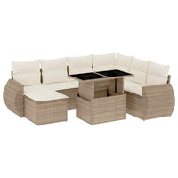 Set Divano da Giardino 8 pz con Cuscini Beige in Polyrattan 3268698