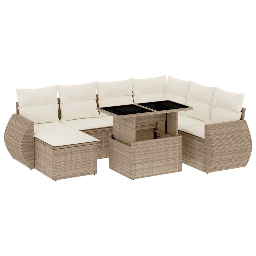 vidaXL Set Divano da Giardino 8 pz con Cuscini Beige in Polyrattan