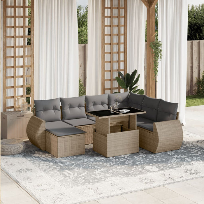 vidaXL Set Divano da Giardino 8 pz con Cuscini Beige in Polyrattan