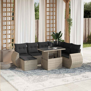 vidaXL Set Divano da Giardino 8pz con Cuscini Grigio Chiaro Polyrattan