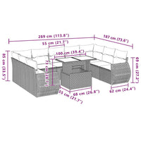 vidaXL Set Divani da Giardino 10pz con Cuscini in Polyrattan Nero
