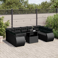 vidaXL Set Divani da Giardino 10pz con Cuscini in Polyrattan Nero