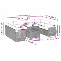 vidaXL Set Divano Giardino 10 pz con Cuscini Grigio Chiaro Polyrattan