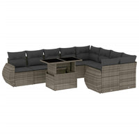 Set Divano da Giardino 10 pz con Cuscini Grigio in Polyrattan 3268760