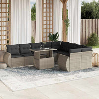 vidaXL Set Divano Giardino 10 pz con Cuscini Grigio Chiaro Polyrattan