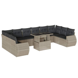 Set Divani da Giardino 11 pz con Cuscini in Polyrattan Grigio 3268782