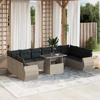 vidaXL Set Divani da Giardino 11 pz con Cuscini in Polyrattan Grigio
