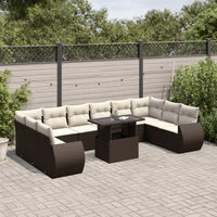 vidaXL Set Divani da Giardino 11 pz con Cuscini Polyrattan Marrone