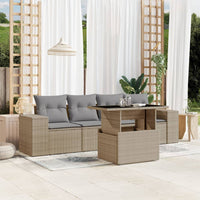 vidaXL Set Divano da Giardino 5 pz con Cuscini Beige in Polyrattan