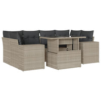 Set Divani da Giardino 7pz con Cuscini Grigio Chiaro Polyrattan 3269022