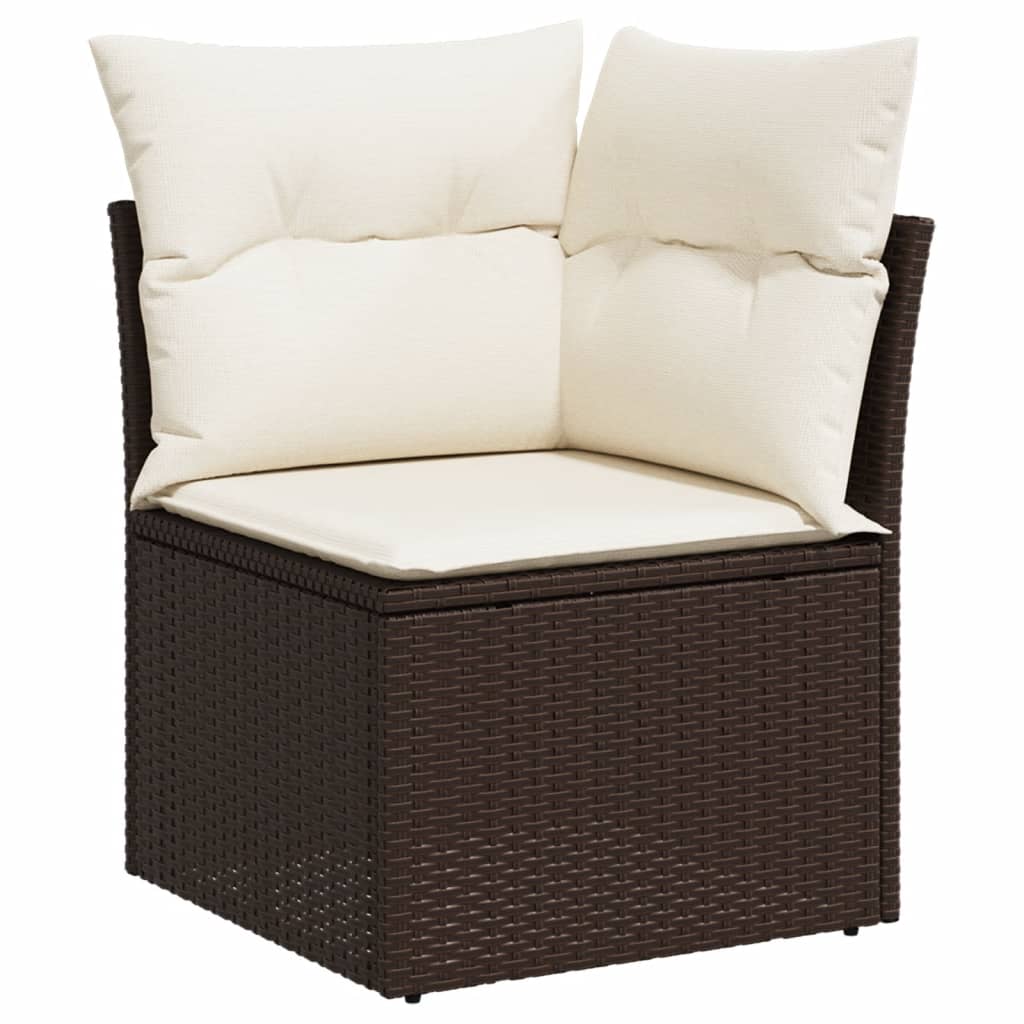 Set Divani da Giardino 7 pz con Cuscini Marrone in Polyrattan 3269023
