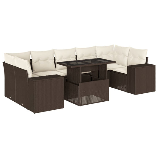 vidaXL Set Divani da Giardino 8 pz con Cuscini Marrone in Polyrattan
