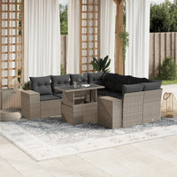 vidaXL Set Divano da Giardino 9pz con Cuscini Grigio Chiaro Polyrattan