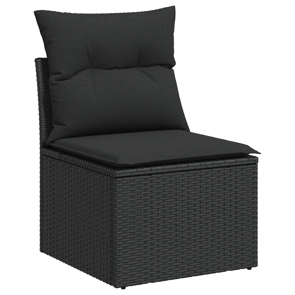 Set Divano da Giardino 6 pz con Cuscini Nero in Polyrattan 3269125