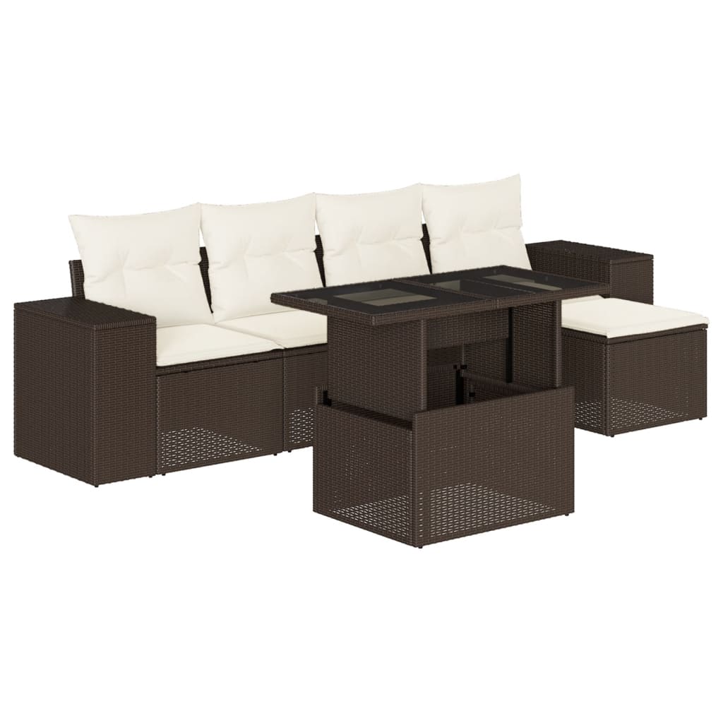 vidaXL Set Divano da Giardino 6 pz con Cuscini Marrone in Polyrattan