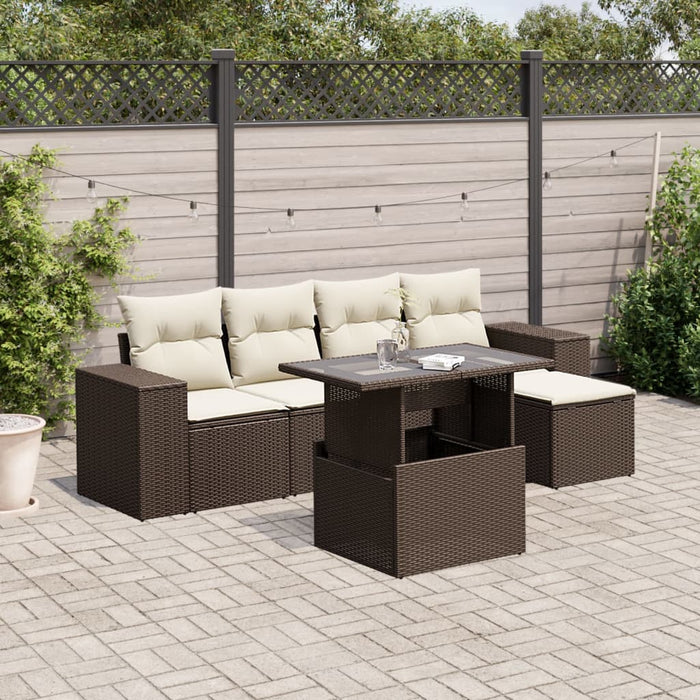 vidaXL Set Divano da Giardino 6 pz con Cuscini Marrone in Polyrattan