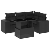 Set Divani da Giardino 5 pz con Cuscini in Polyrattan Nero 3269135