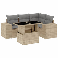 vidaXL Set Divano da Giardino 5 pz con Cuscini Beige in Polyrattan