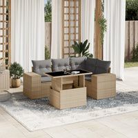 vidaXL Set Divano da Giardino 5 pz con Cuscini Beige in Polyrattan