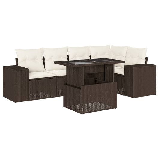vidaXL Set Divano da Giardino 6 pz con Cuscini Marrone in Polyrattan